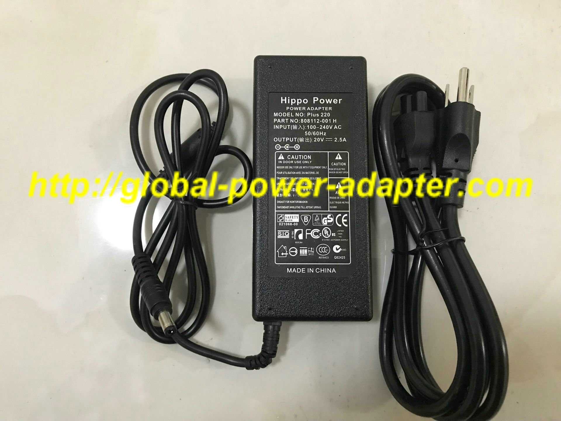 NEW POWER ADAPTER PLUS 220 808112-001 H 20V 2.5A AC ADAPTER